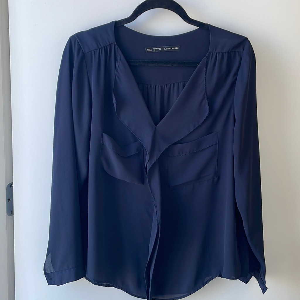 Zara Basic Navy Blouse